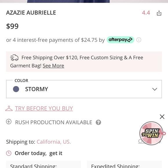 Azazie Aubrielle Color Stormy custom fit - Picture 4 of 7